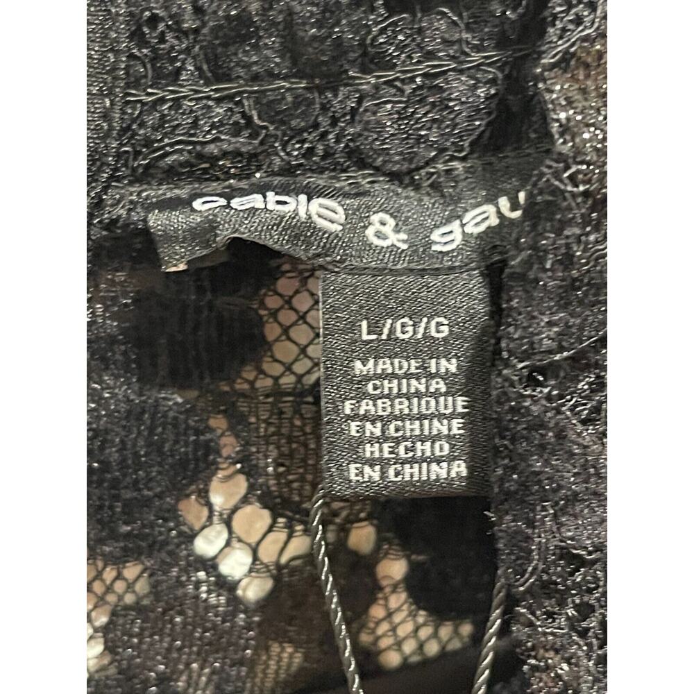Cable & Gauge High Neck Black Lace Floral Sleeveless Top - NWT - Size L - Picture 7 of 7